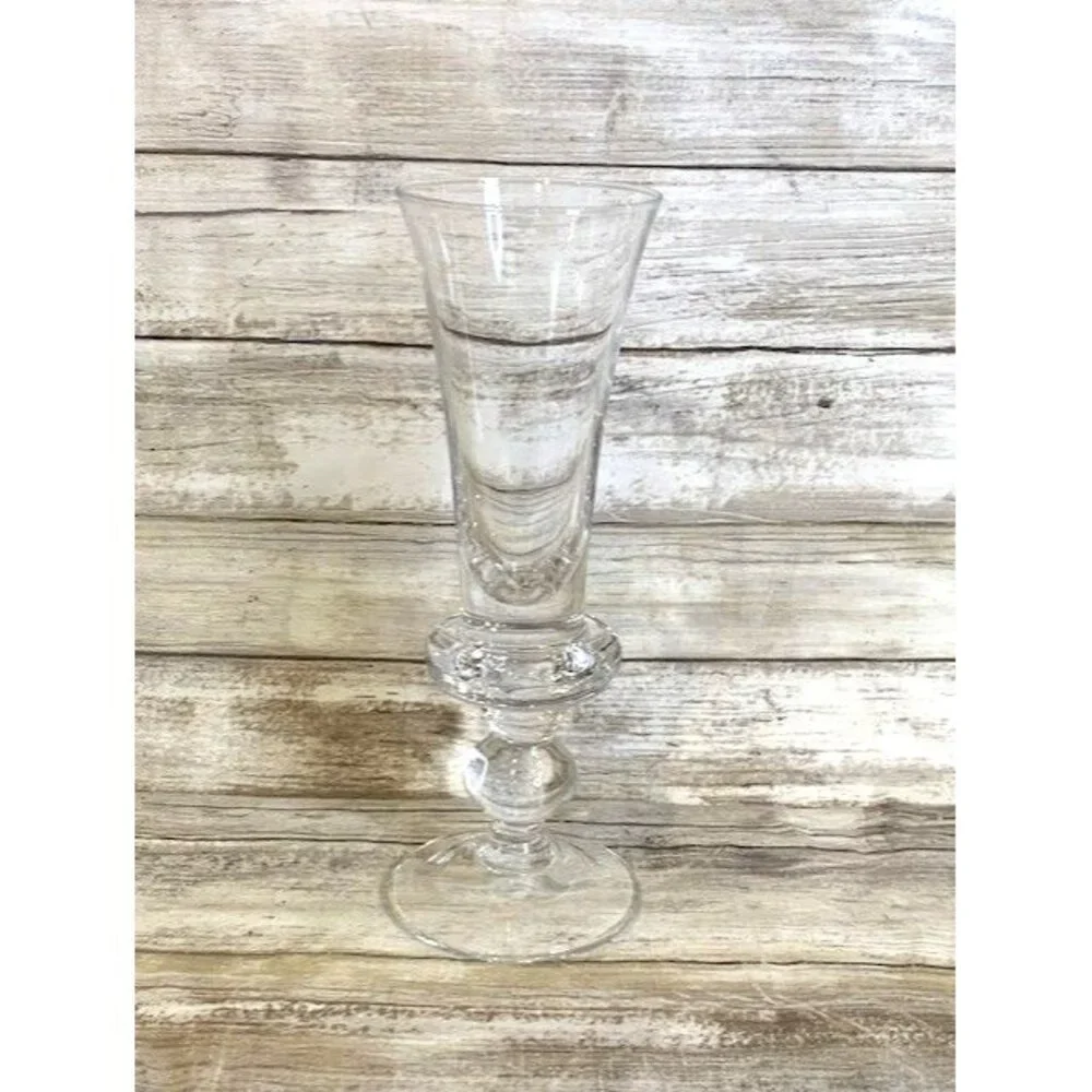 Set Of 6 Elegant Clear Glass Champagne‎ Flutes with Ornate Stem Design